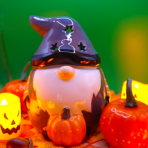 Halloween Gonk with pumpkin burner 1